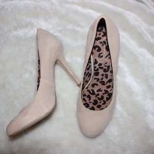 Suede nude heels